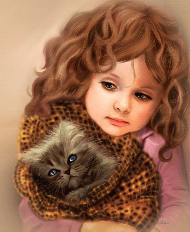 bimba con gatto in braccio