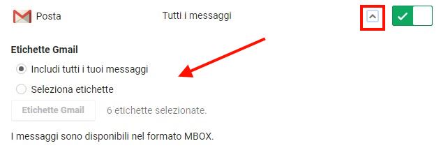 dati da scaricare etichette gmail