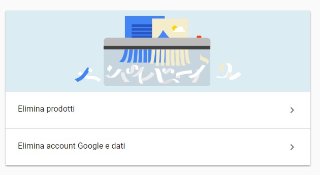 elimina prodotti google