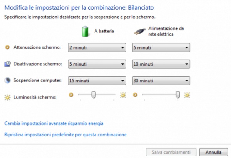impostazioni batteria portatile