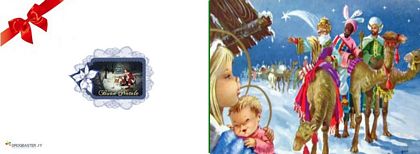 bigliettini di Natale con Re Magi per augurio per le feste.