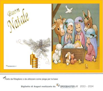 Immagine del Presepio di Natale realizzato con un biglietto cards di Natale