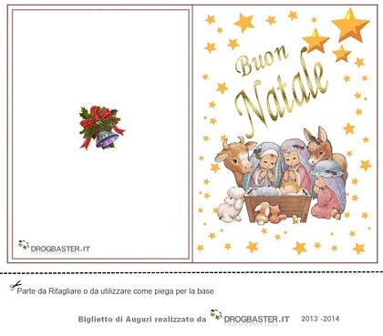 Biglietto con presepio per augurio per la festa di Natale