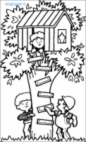 bambini che giocano nelal casa sull'albero