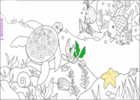 tartaruga marino con sfondo da colorare