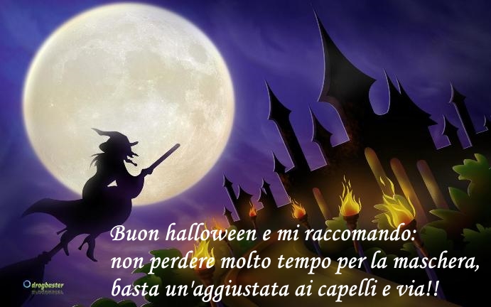 cartolina strega paesaggio halloween