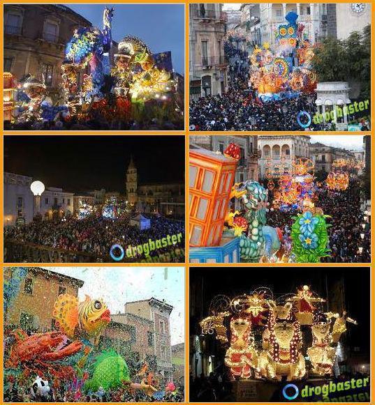 foto del Carnevale di Acireale con le maschere