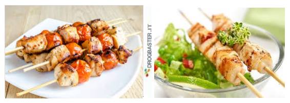 Spiedini di Tacchino serviti nel piatto