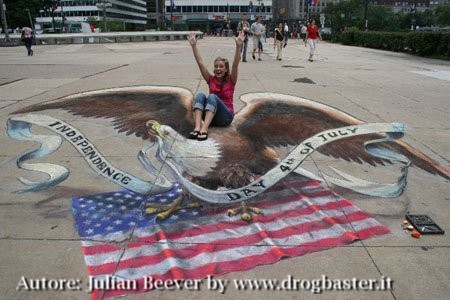 Disegno realizzato con gessetto colorato Stemma America 