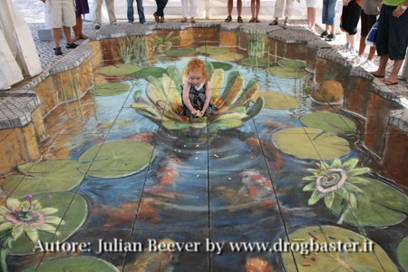 disegni su  strada illusione tridimensionale