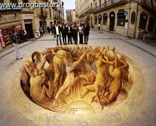 disegno pittura su asfalto 3D sidewalk art