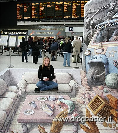 Disegno con gessetto stazione metropolitana