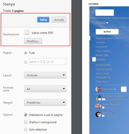 stampa PDF GMAIL