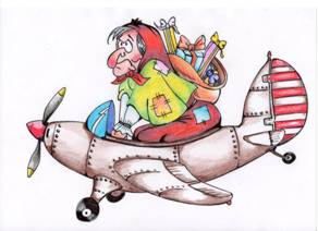 befana con i regali in volo