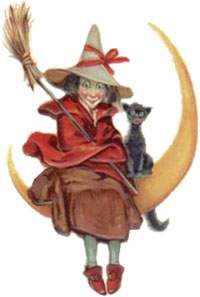 befana con gatto e luna