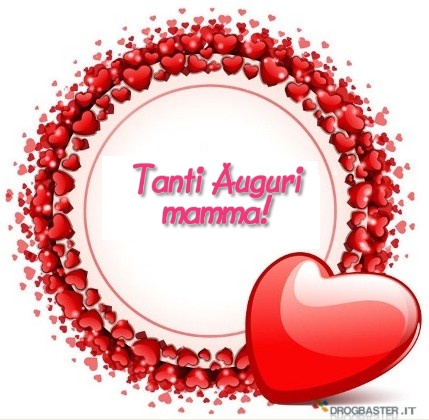 scudetto con il cuore con scritta Tanti Auguri Mamma