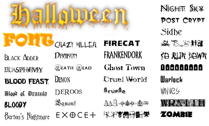 tutti i set di caratteri halloween