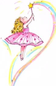 fatina con bacchetta disegna arcobaleno