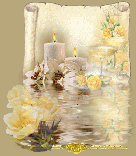 decorazione candela con fiori e calice