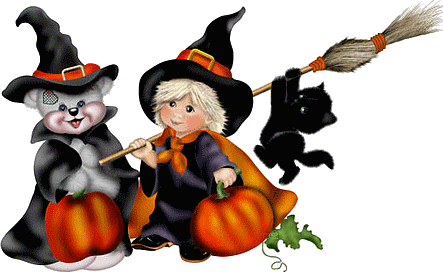 immagine gif con bambini travestiti  per la festa di halloween
