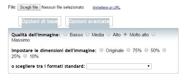 screenshot programma per ridimensionare le foto