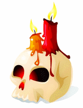 teschi con candele rosse