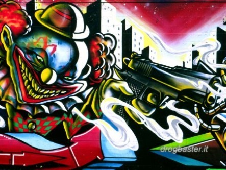 Street Art Clown con pistola 