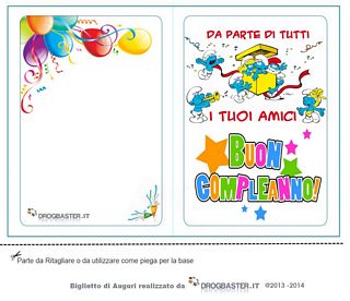 simpatico biglietto auguri con i puffi