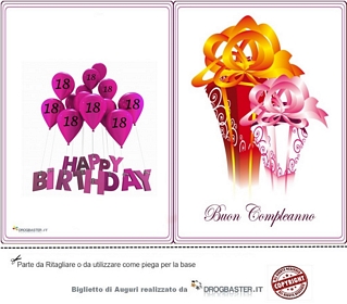Biglietti augurali buon compleanno 18 anni
