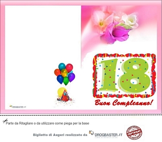 Buon compleanno bigliettino di 18 anni