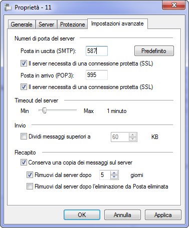 proprietà account posta elettronica