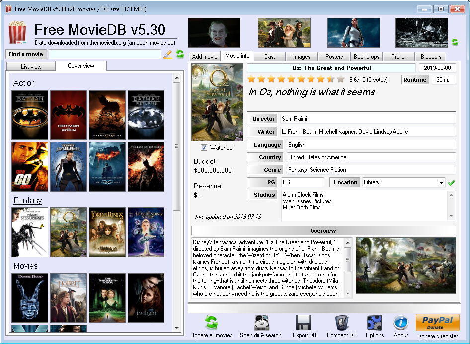 Screenshots del programma Free MovieDB