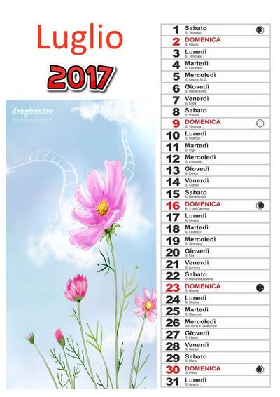 calendario 2017 mese Luglio