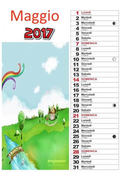 calendario 2017 mese Maggio