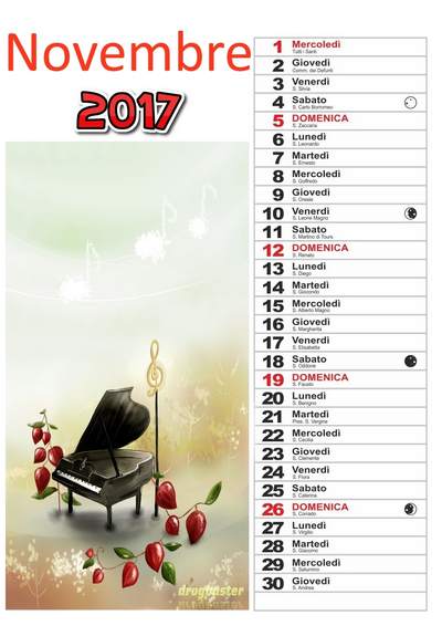 calendario 2017 mese Novembre