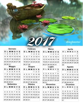 calendario con fotografia di una barca sul lago