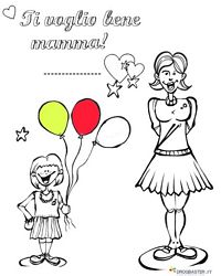 ti voglio bene mamma con bambina e palloncini da colorare gratis