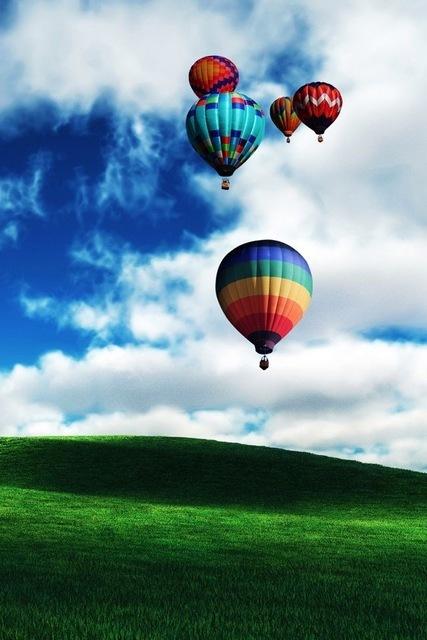 paesaggio mongolfiere colora te su collina verde