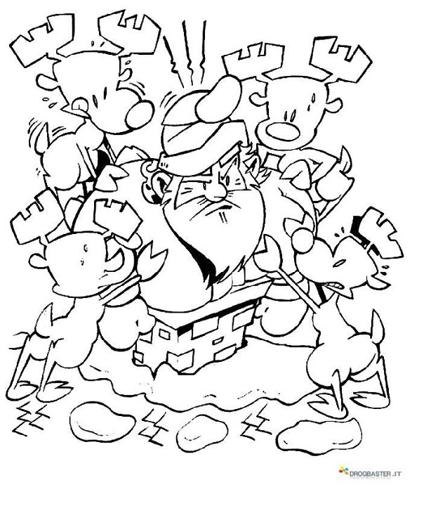 Disegno Babbo Natale Che Gioca Con Le Renne