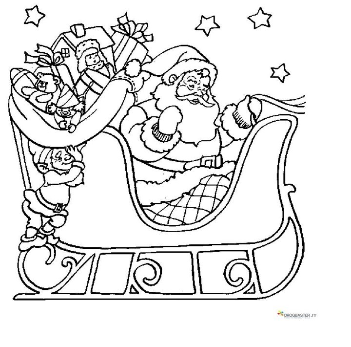 Disegno Di Babbo Natale In Slitta Con La Renna Da Colorare