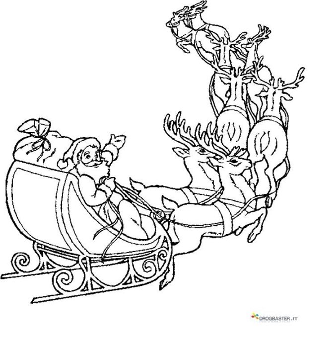 Disegno Da Colorare Di Babbo Natale Con Le Renne