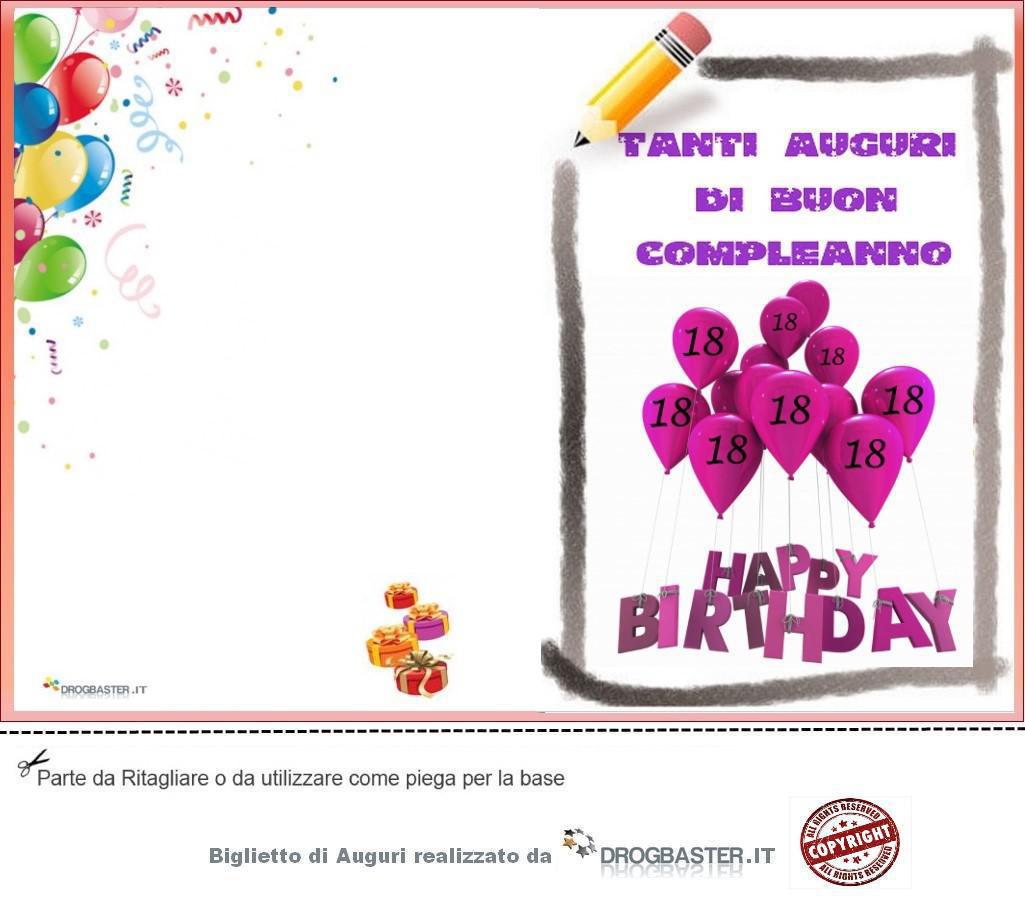 Bigliettini per diciottesimo compleanno, Auguri per i 18 anni da stampare  gratis. Biglietti Divertenti e Spi…