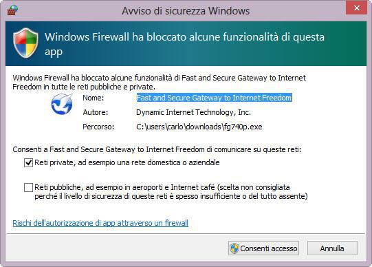 autorizzazione accesso alla vostra rete internet