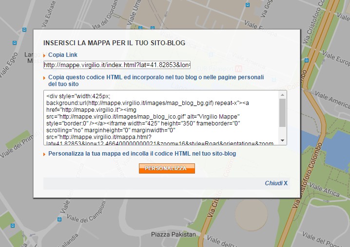 inserisci la mappa per il tuo sito blog