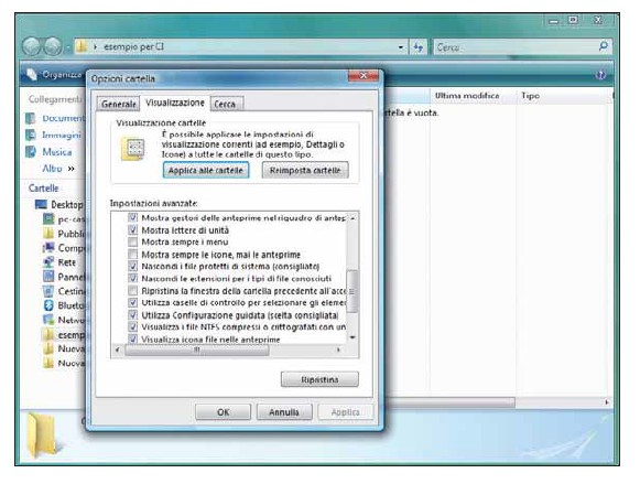 visualizzazione cartelle windows