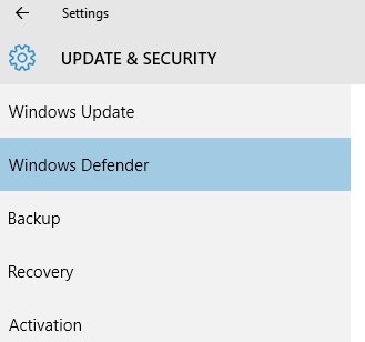 attivazione windows defender