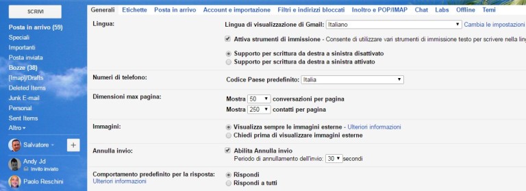 impostazioni gmail personalizzazione