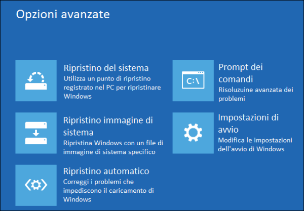 opzioni avanzate windows