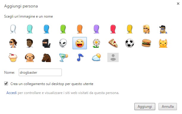 personalizza chrome account