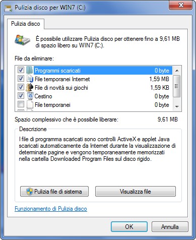 pulizia del disco windows